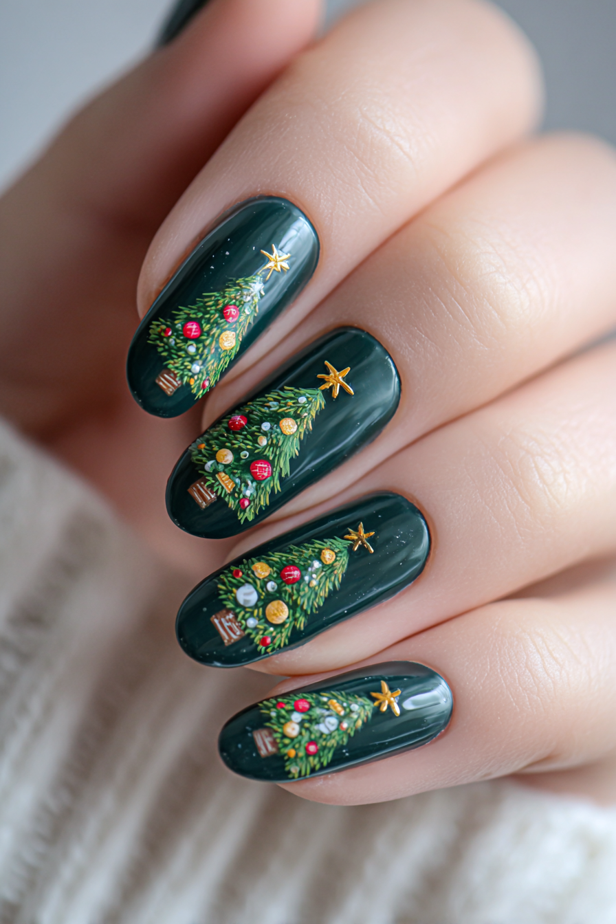 Weihnachtsbaum Nail Art – Weihnachtsnägel Design 2025