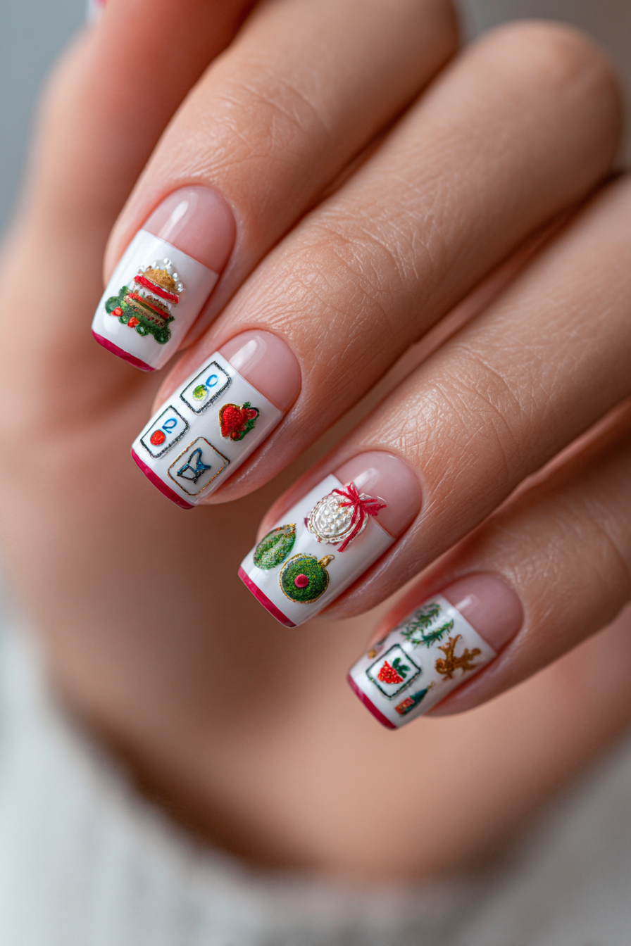 Silber Schneeflocken auf Dunkelblau – Weihnachtsnägel Design 2025