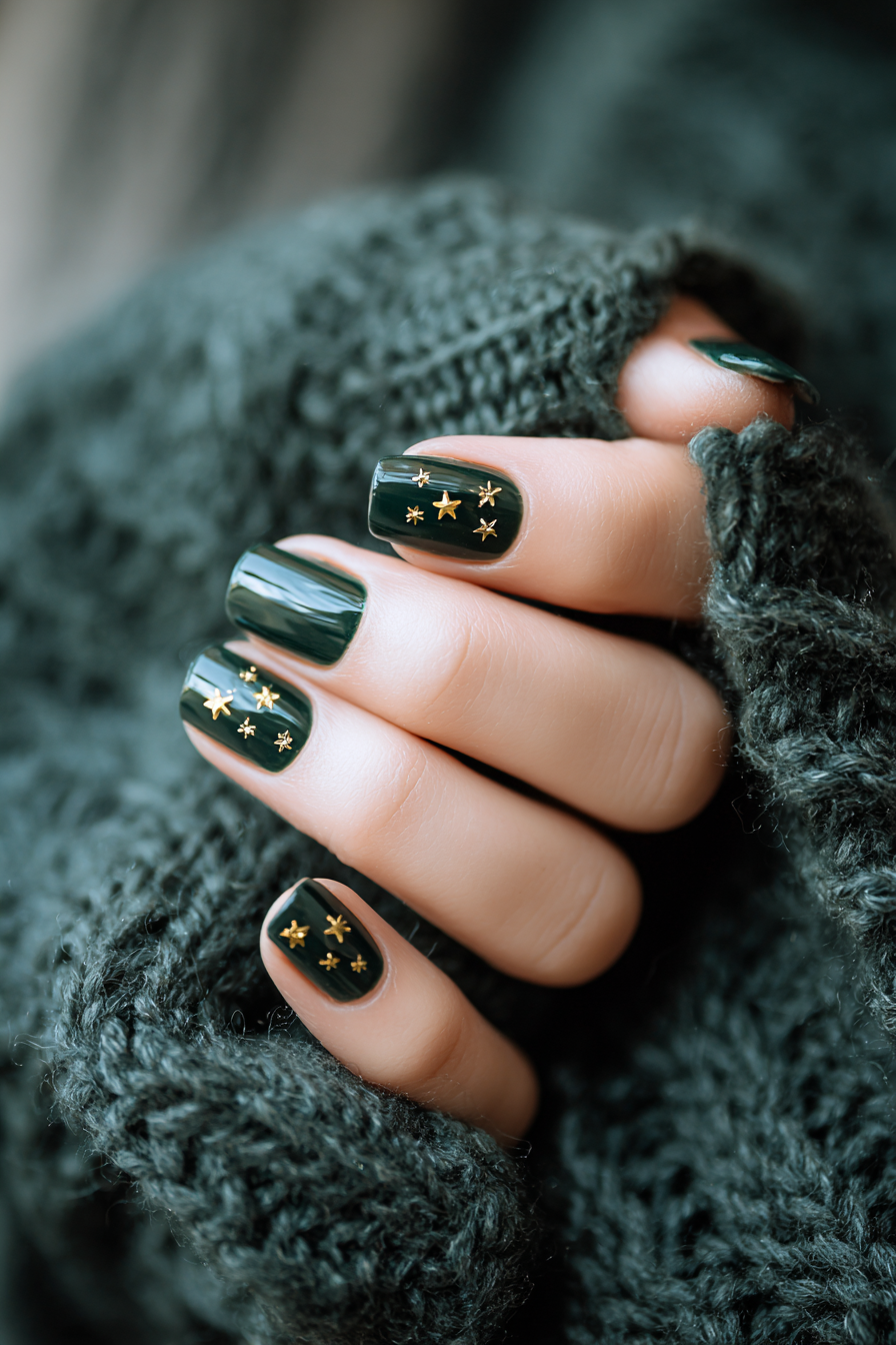 Weiße Nägel mit Goldflitter – Weihnachtsnägel Design 2025