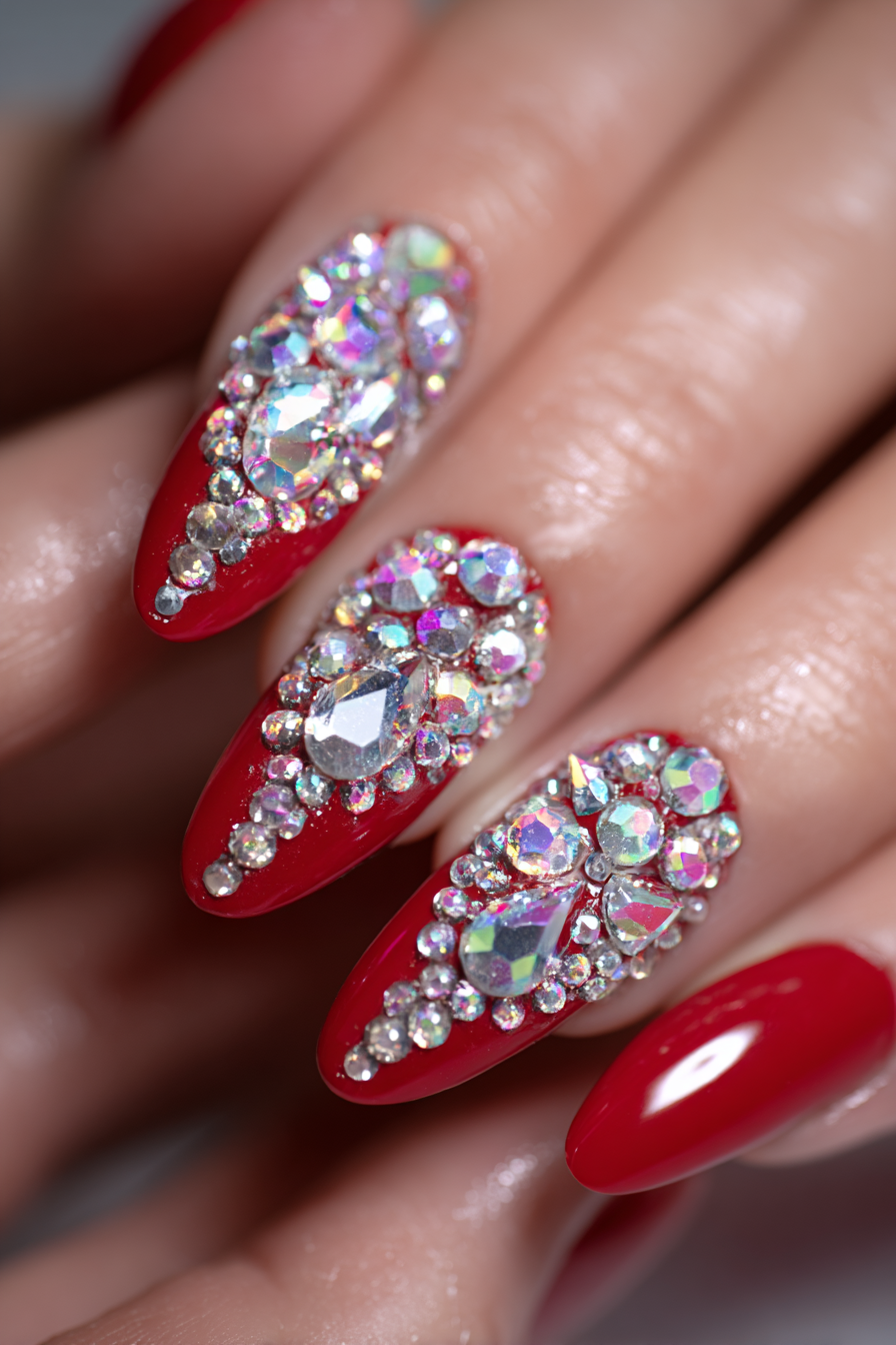 Schwarze Nägel mit Weihnachts-Akzenten – Weihnachtsnägel Design 2025