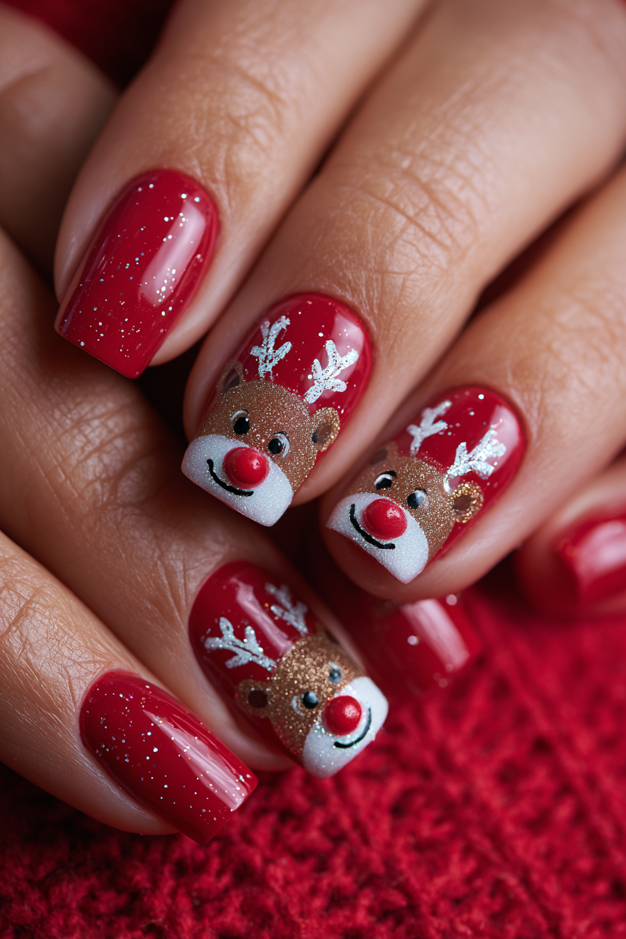 Grüne Weihnachtsnägel mit Golddetails – Weihnachtsnägel Design 2025